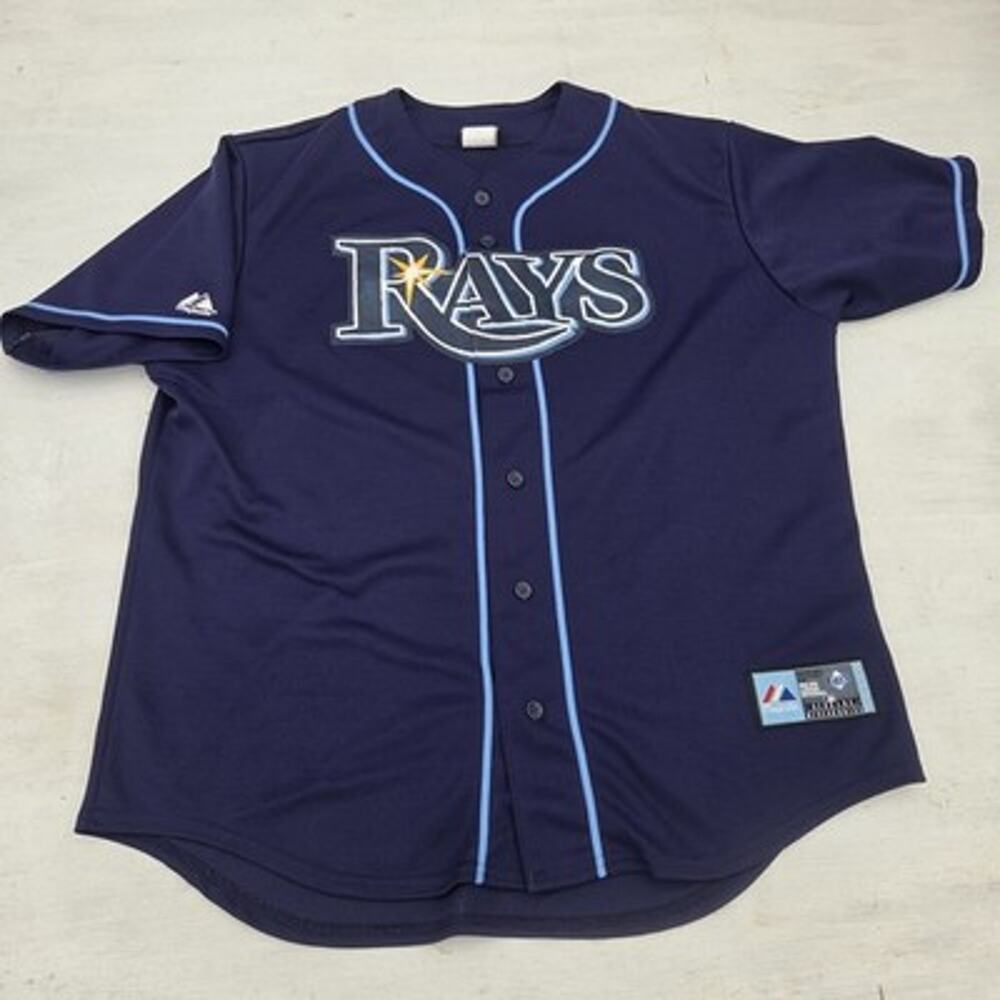 Majestic Tampa Bay Rays Evan Longoria #3 Blue Baseball Jersey Adult Size XL